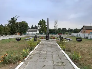 Пам'ятник воїнам-односельчанам — Пам'ятник воїнам односельчанам Корнин загальний вигляд алеї, Корнин