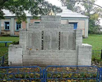 Меморіальний комплекс: Братська могила воїнів. Пам'ятний знак полеглим воїнам-односельчанам — загальний вигляд, Вечірки