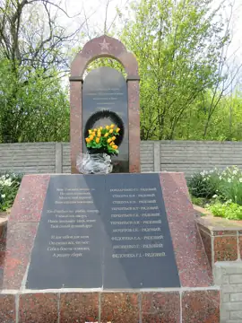 Братська могила радянських воїнів, які загинули при визволення с. Новопетрівка в 1943 році. Поховано 11 осіб — загальний вигл